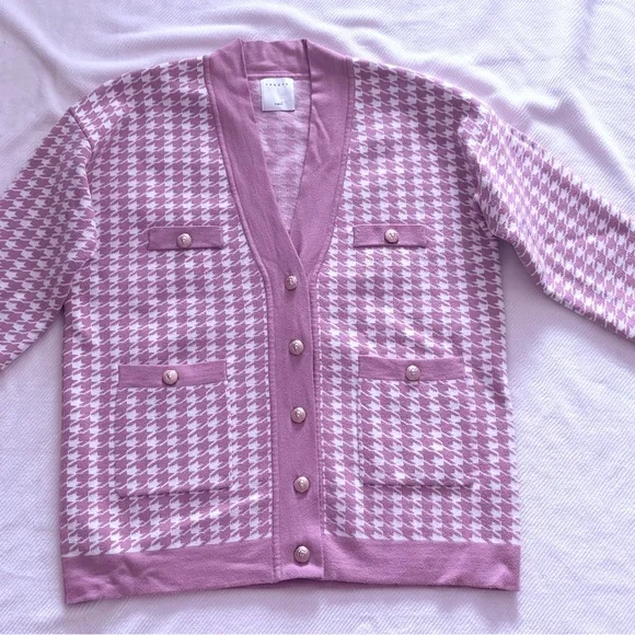 Sandro Pink Houndstooth Cardigan - Picture 4 of 8